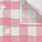 Pastel Pink Gingham with Stars Pattern Soft Aesthetic Grid Wall Tapestry Gallery Image 3