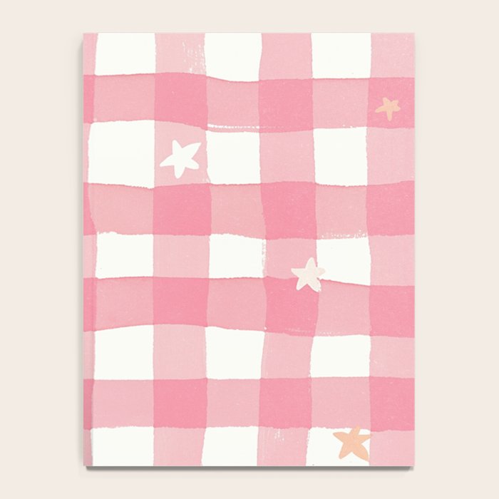 Pastel Pink Gingham with Stars Pattern Soft Aesthetic Grid Notebook Gallery Image 4