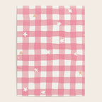 Pastel Pink Gingham with Stars Pattern Soft Aesthetic Grid Poster Gallery Image 4
