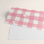 Pastel Pink Gingham with Stars Pattern Soft Aesthetic Grid Wrapping Paper Gallery Image 2