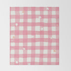 Pastel Pink Gingham with Stars Pattern Soft Aesthetic Grid Throw Blanket Gallery Image 2
