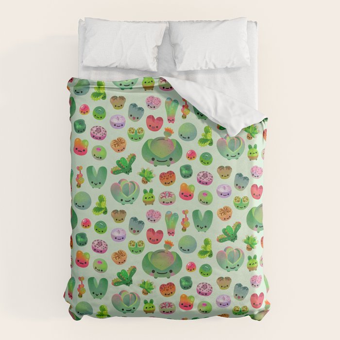 Baby succulent 3 - Mesembs(green) Duvet Cover Gallery Image 6