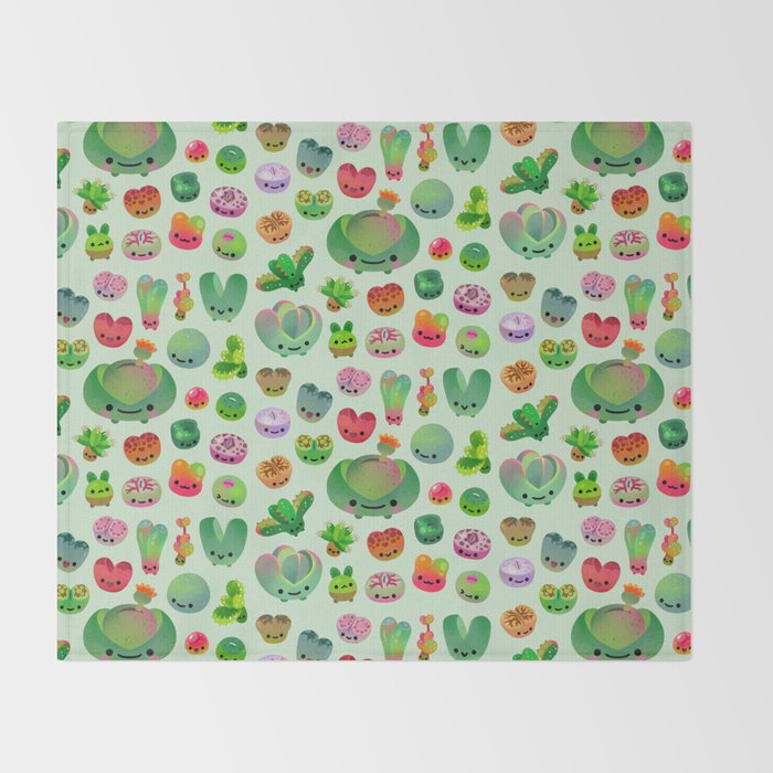 Baby succulent 3 - Mesembs(green) Throw Blanket Gallery Image 2