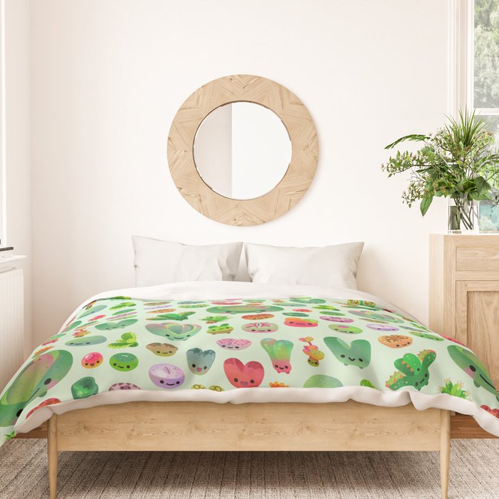 Baby succulent 3 - Mesembs(green) Duvet Cover Gallery Image 3