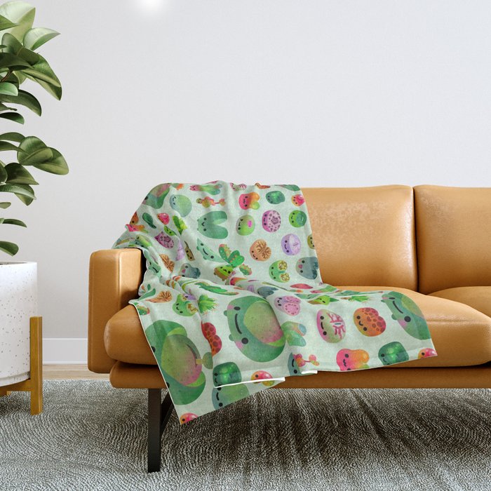 Baby succulent 3 - Mesembs(green) Throw Blanket Gallery Image 1