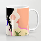 Profile, Bohemian Woman Casual Illustration, Eclectic Feminine Chic Pastel Painting, Girl Boss Lady Dress Up, Floral People Moods Coffee Mug Gallery Image 1