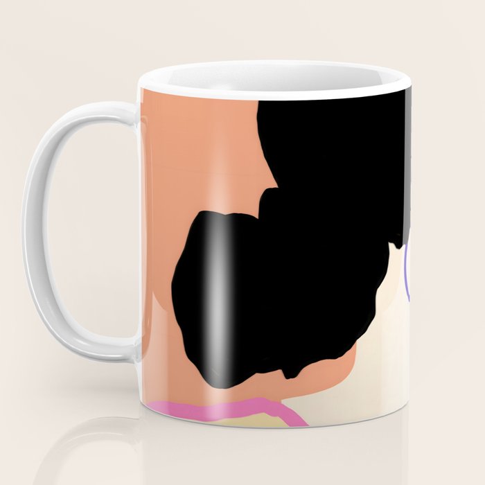 Profile, Bohemian Woman Casual Illustration, Eclectic Feminine Chic Pastel Painting, Girl Boss Lady Dress Up, Floral People Moods Coffee Mug Gallery Image 3