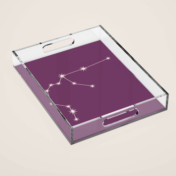 Aquarius Zodiac Star Constellation Line Art Mauve Purple Acrylic Tray Gallery Image 1