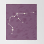 Aquarius Zodiac Star Constellation Line Art Mauve Purple Throw Blanket Gallery Image 2