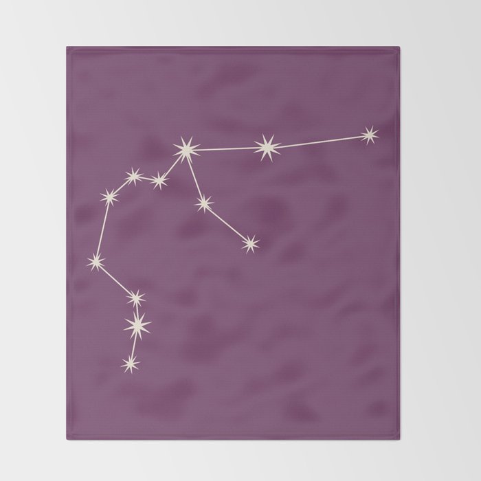 Aquarius Zodiac Star Constellation Line Art Mauve Purple Throw Blanket Gallery Image 2