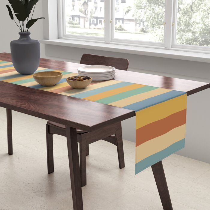 Mixed Stripes Pattern XV Vintage Summer Table Runner Gallery Image 2