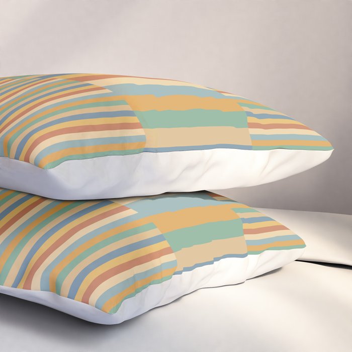 Mixed Stripes Pattern XV Vintage Summer Pillow Sham Gallery Image 3