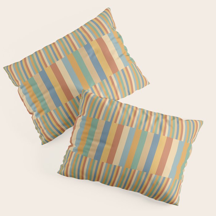 Mixed Stripes Pattern XV Vintage Summer Pillow Sham Gallery Image 3