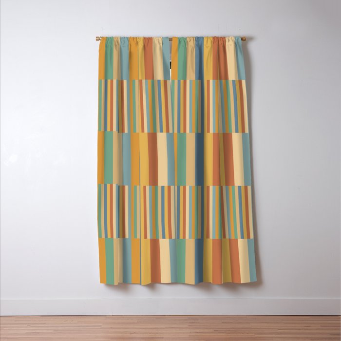 Mixed Stripes Pattern XV Vintage Summer Window Curtain Gallery Image 3