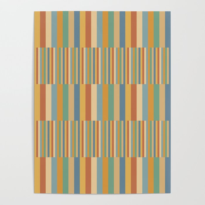 Mixed Stripes Pattern XV Vintage Summer Poster Gallery Image 4