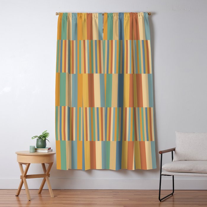 Mixed Stripes Pattern XV Vintage Summer Window Curtain Gallery Image 5