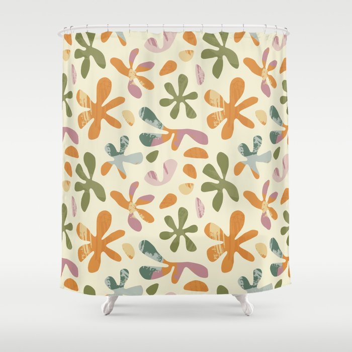 Colorful abstract flower art pattern Shower Curtain Gallery Image 1
