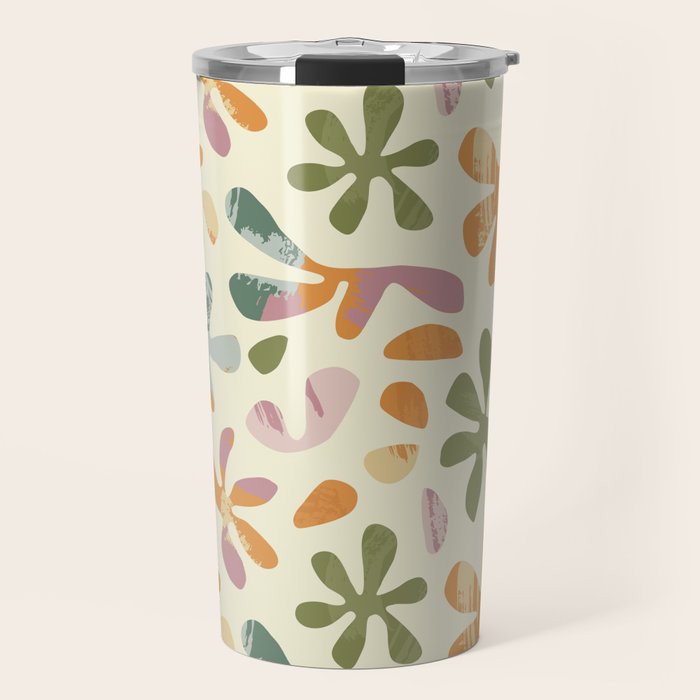 Colorful abstract flower art pattern Travel Mug Gallery Image 1