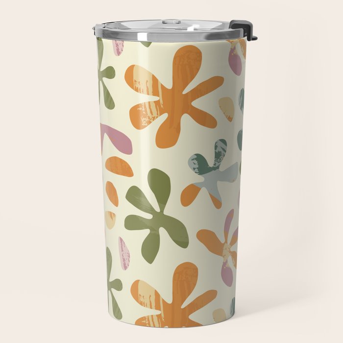 Colorful abstract flower art pattern Travel Mug Gallery Image 2