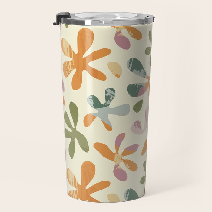 Colorful abstract flower art pattern Travel Mug Gallery Image 3