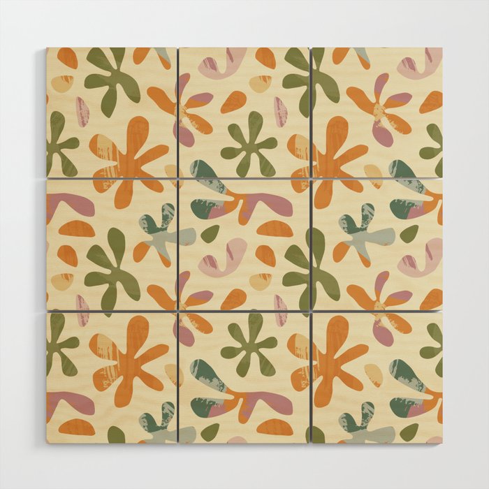 Colorful abstract flower art pattern Wood Wall Art Gallery Image 1