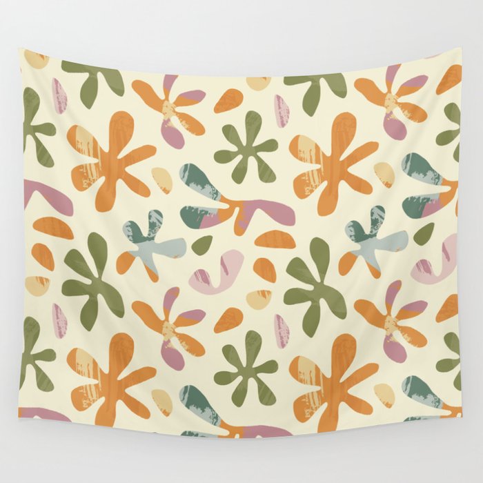 Colorful abstract flower art pattern Wall Tapestry Gallery Image 1