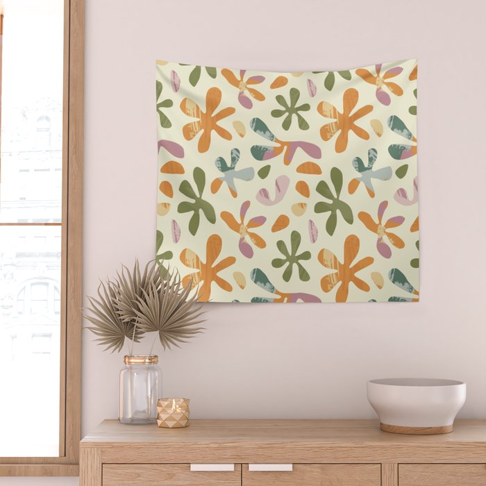 Colorful abstract flower art pattern Wall Tapestry Gallery Image 2