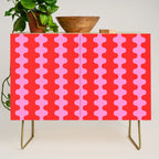 Bold and Colorful Ogee A-Go-Go Vivid Pop Stripes Pattern in Preppy Pink and Red Credenza Gallery Image 1