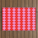 Bold and Colorful Ogee A-Go-Go Vivid Pop Stripes Pattern in Preppy Pink and Red Outdoor Rug Gallery Image 1
