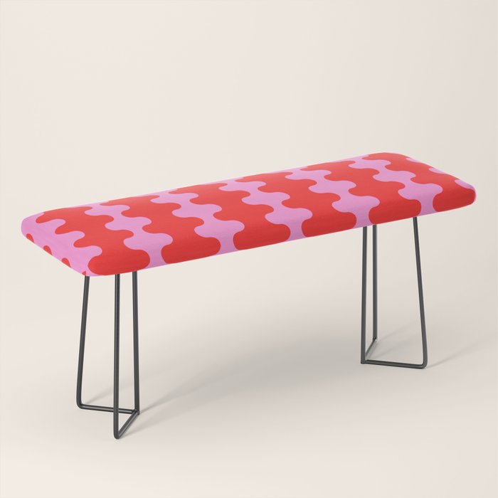 Bold and Colorful Ogee A-Go-Go Vivid Pop Stripes Pattern in Preppy Pink and Red Bench Gallery Image 1
