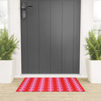 Bold and Colorful Ogee A-Go-Go Vivid Pop Stripes Pattern in Preppy Pink and Red Welcome Mat Gallery Image 3