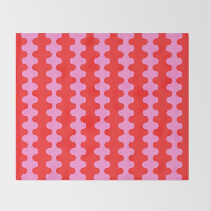 Bold and Colorful Ogee A-Go-Go Vivid Pop Stripes Pattern in Preppy Pink and Red Throw Blanket Gallery Image 2