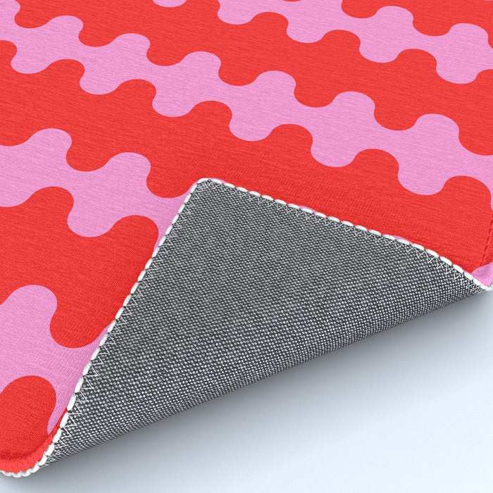 Bold and Colorful Ogee A-Go-Go Vivid Pop Stripes Pattern in Preppy Pink and Red Rug Gallery Image 4