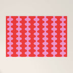 Bold and Colorful Ogee A-Go-Go Vivid Pop Stripes Pattern in Preppy Pink and Red Welcome Mat Gallery Image 1