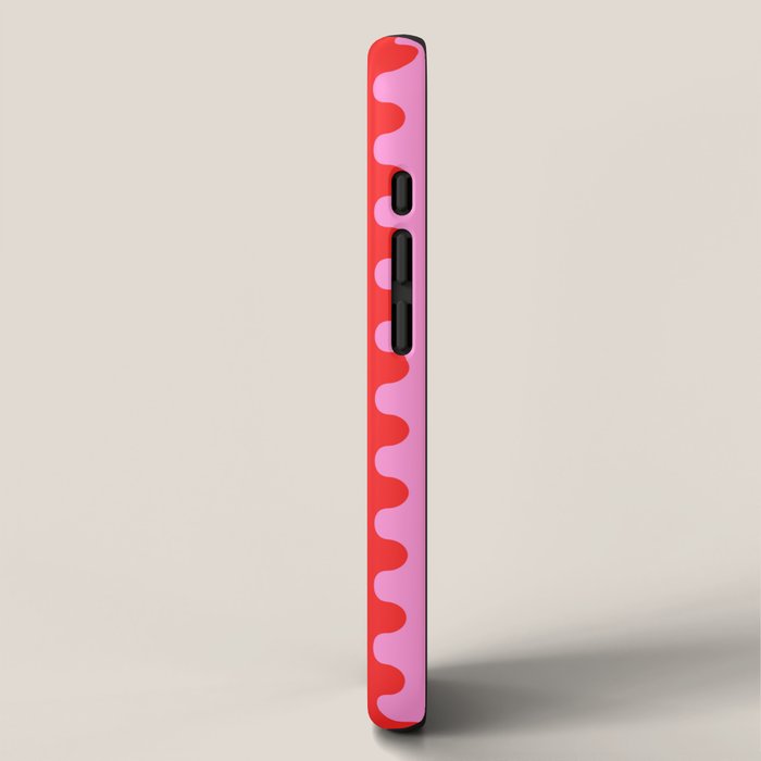 Bold and Colorful Ogee A-Go-Go Vivid Pop Stripes Pattern in Preppy Pink and Red iPhone Case Gallery Image 2