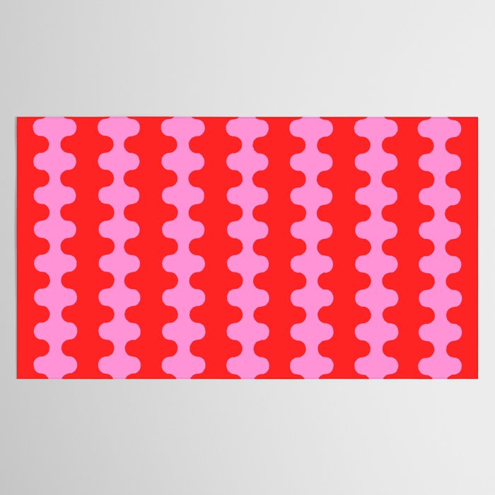 Bold and Colorful Ogee A-Go-Go Vivid Pop Stripes Pattern in Preppy Pink and Red Tablecloth Gallery Image 2