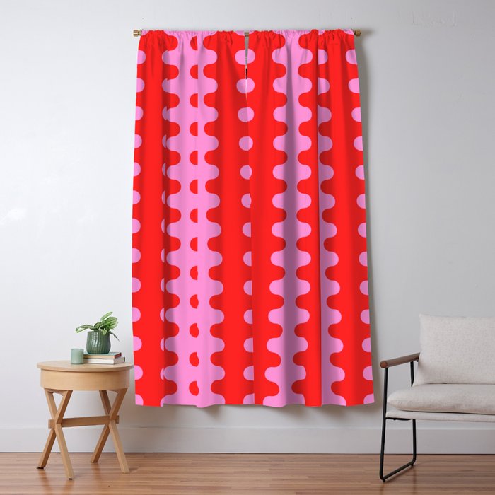 Bold and Colorful Ogee A-Go-Go Vivid Pop Stripes Pattern in Preppy Pink and Red Window Curtain Gallery Image 5