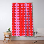 Bold and Colorful Ogee A-Go-Go Vivid Pop Stripes Pattern in Preppy Pink and Red Window Curtain Gallery Image 5