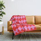Bold and Colorful Ogee A-Go-Go Vivid Pop Stripes Pattern in Preppy Pink and Red Throw Blanket Gallery Image 1