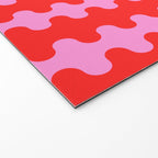 Bold and Colorful Ogee A-Go-Go Vivid Pop Stripes Pattern in Preppy Pink and Red Welcome Mat Gallery Image 2