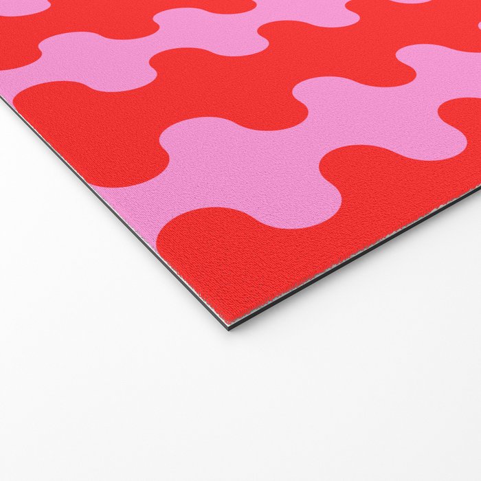 Bold and Colorful Ogee A-Go-Go Vivid Pop Stripes Pattern in Preppy Pink and Red Welcome Mat Gallery Image 2