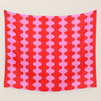 Bold and Colorful Ogee A-Go-Go Vivid Pop Stripes Pattern in Preppy Pink and Red Wall Tapestry Gallery Image 4