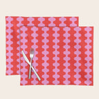 Bold and Colorful Ogee A-Go-Go Vivid Pop Stripes Pattern in Preppy Pink and Red Placemat Gallery Image 1