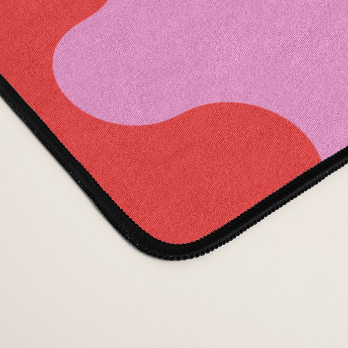 Bold and Colorful Ogee A-Go-Go Vivid Pop Stripes Pattern in Preppy Pink and Red Desk Mat Gallery Image 4
