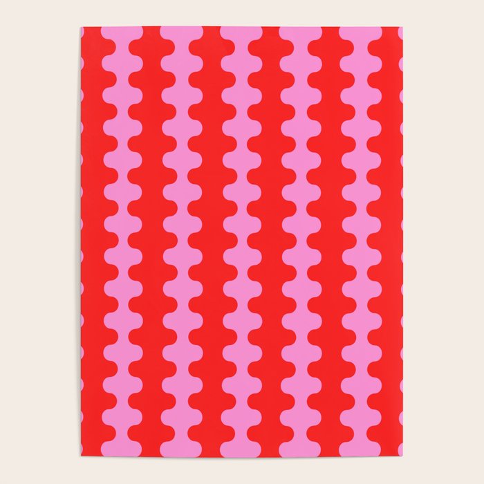 Bold and Colorful Ogee A-Go-Go Vivid Pop Stripes Pattern in Preppy Pink and Red Poster Gallery Image 4