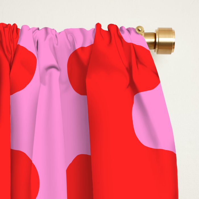 Bold and Colorful Ogee A-Go-Go Vivid Pop Stripes Pattern in Preppy Pink and Red Window Curtain Gallery Image 2