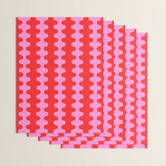 Bold and Colorful Ogee A-Go-Go Vivid Pop Stripes Pattern in Preppy Pink and Red Wrapping Paper Gallery Image 3