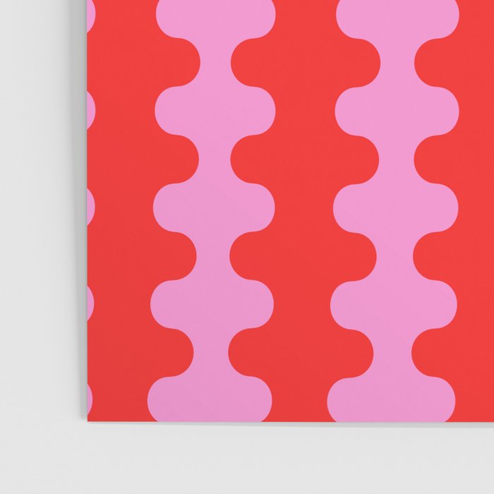 Bold and Colorful Ogee A-Go-Go Vivid Pop Stripes Pattern in Preppy Pink and Red Poster Gallery Image 3