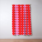 Bold and Colorful Ogee A-Go-Go Vivid Pop Stripes Pattern in Preppy Pink and Red Window Curtain Gallery Image 3