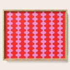 Bold and Colorful Ogee A-Go-Go Vivid Pop Stripes Pattern in Preppy Pink and Red Serving Tray Gallery Image 1